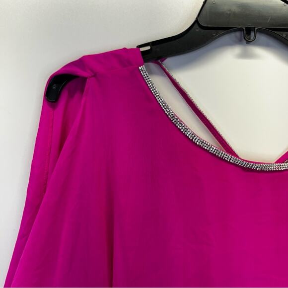 MSK Short Sleeve Embellished Cape Sheath dress fiercely fuchsia - XL - Picture 5 of 13